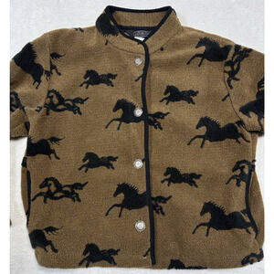 Black Diamond Vintage Southwest Fleece Horse Jacket Mocha & Black Wmns Med USA